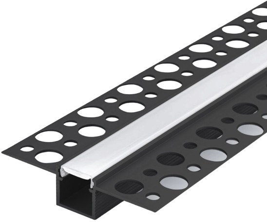 Aura Aluminum Black Profile 13×13mm Trimless with Milky Cover