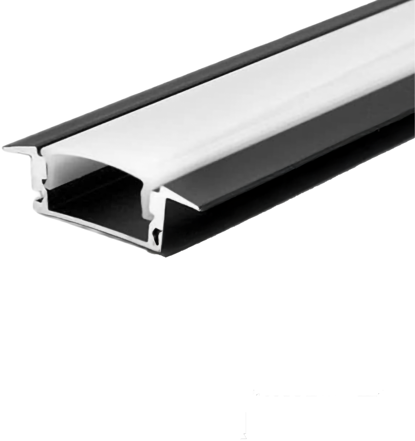 Aura Aluminum Black Profile 17×07mm Recessed Mounted with Milky Cover