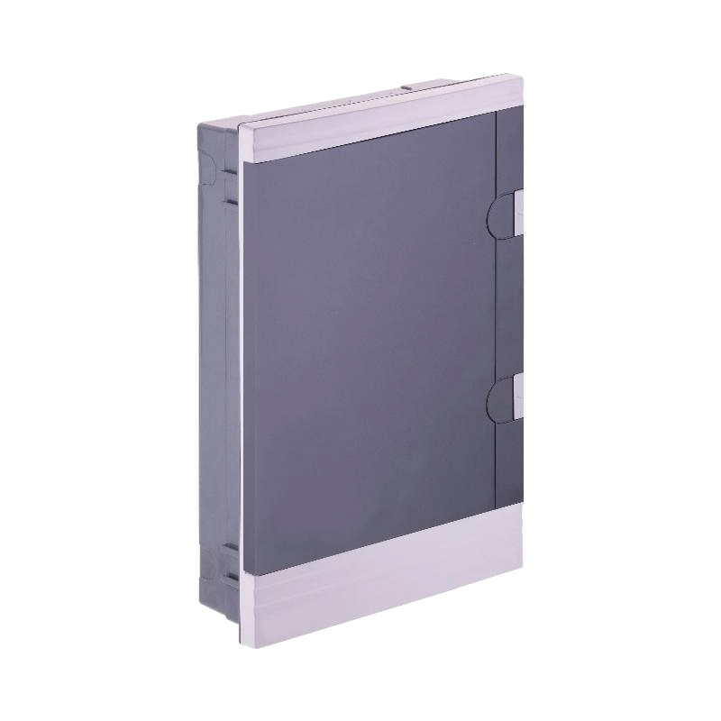 Rectangular metal box with a silver border on a white background