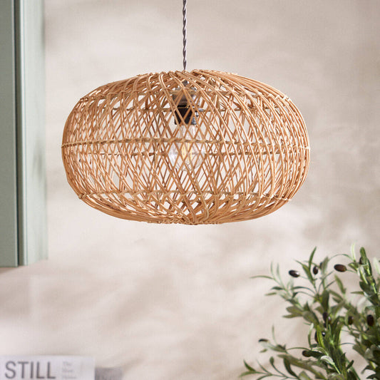 AURA Woven Rattan Oval Lantern Pendant Light - 50cm Aura Lighting