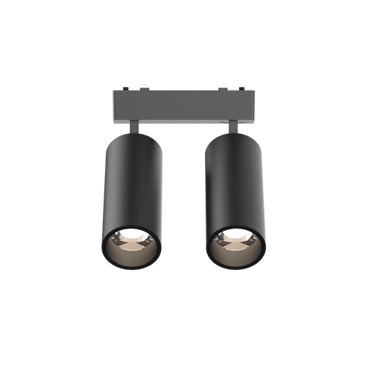 Pair Track Spotlights T44x2 Black 4000K DC48V 24° 2x9W D44*L110mm - Magnetic Track LED Light - Aura Lighting - Azar Group