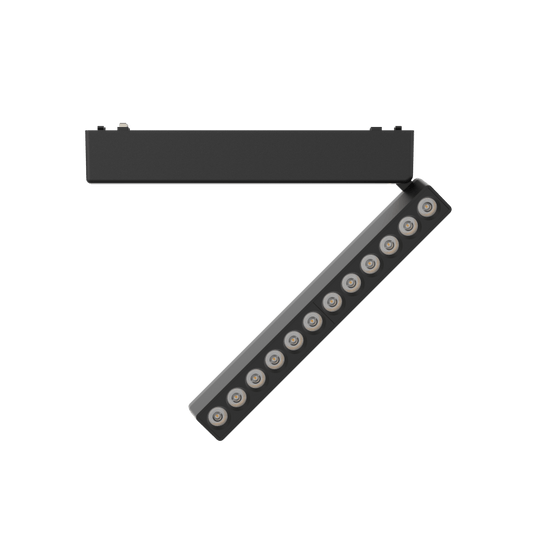 Rotating Folding Grille Light 12T Horizontal 340° Vertical 180° Black 4000K DC48V 24° 12W L230*W26*H80mm - Magnetic Track LED Light - Aura Lighting - Azar Group