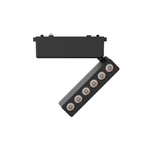 Rotating Folding Grille Light 6T Horizontal 340° Vertical 180° Black 4000K DC48V 24° 6W L122*W26*H80mm - Magnetic Track LED Light - Aura Lighting - Azar Group