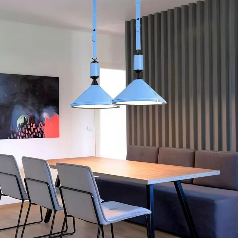 AUR-MD1742-D470-BL Tiferet Blue Leather Pendant Light