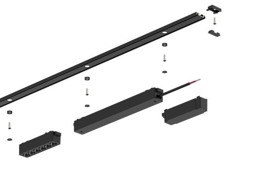 Ultra Thin Magnetic Black Track Rail 3 Meters W26*H6 48VDC Surface Mounted - Magnetic Track LED Light - Aura Lighting - Azar Group