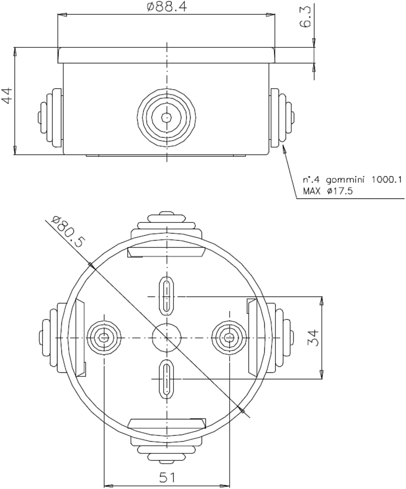 V.E.M. ABS Round Junction Box 80×40 - V.E.M. - Azar Group