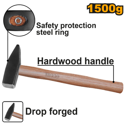 INGCO Machinist Hammer 1500g Wooden Handle HMH041500