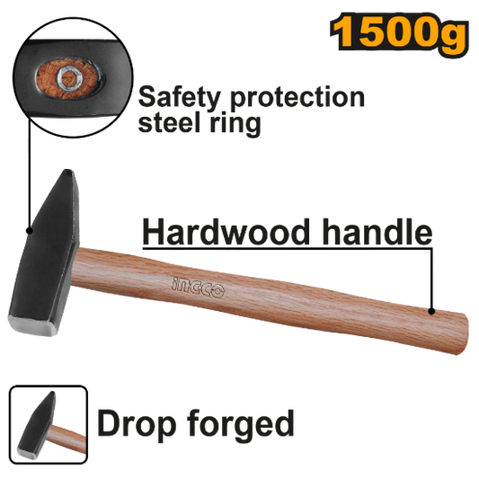 INGCO Machinist Hammer 1500g Wooden Handle HMH041500