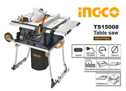 INGCO Industrial Table Saw 1500W 254mm TS15008