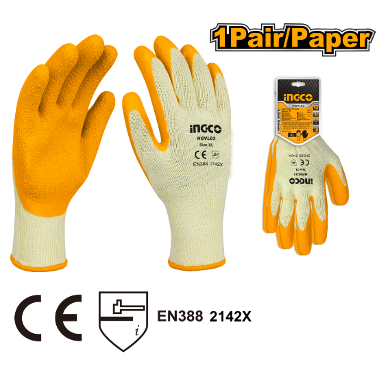 INGCO Latex Coated Heavy Duty Work Gloves XL HGVL03