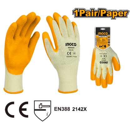 INGCO Latex Coated Heavy Duty Work Gloves XL HGVL03