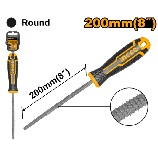 INGCO HWRF088 Round Wood File 8in 200mm