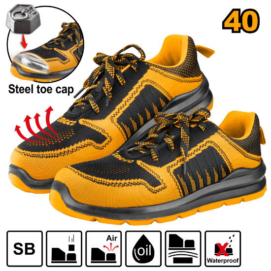 INGCO Safety Shoes Low Cut Steel Toe Flyknit size 40 SSH81SB.40