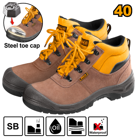 INGCO Safety Shoes Steel Toe Yellow Size 40 SSH02SB.40