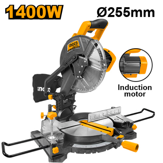 INGCO Mitre Saw 1400W 255mm Induction Motor 45° for Wood and Aluminium PBMIS14002