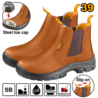 INGCO High Cut Safety Shoes Steel Toe Brown Leather Size 39 SSH08SB.39