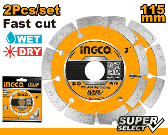 INGCO Segmented Diamond Disc 115x22.2mm Wet & Dry 2pcs DMD0111523