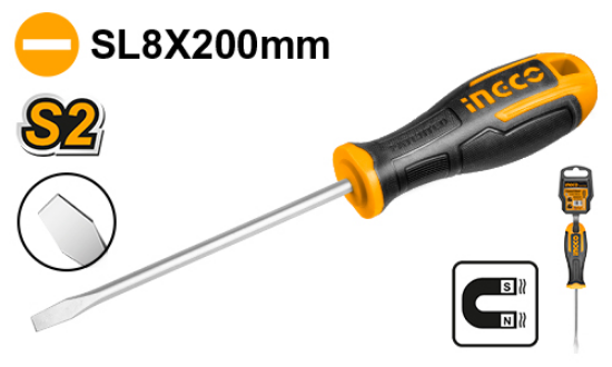 INGCO HS688200 Slotted Screwdriver SL8x200mm