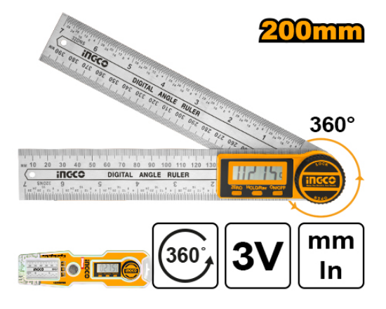 INGCO Digital Angle Ruler 0-360 Degrees HDAR20701