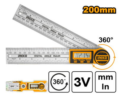 INGCO Digital Angle Ruler 0-360 Degrees HDAR20701