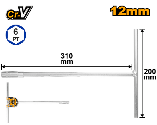 INGCO HTSW1208 T-Handle Socket Wrench 12mm