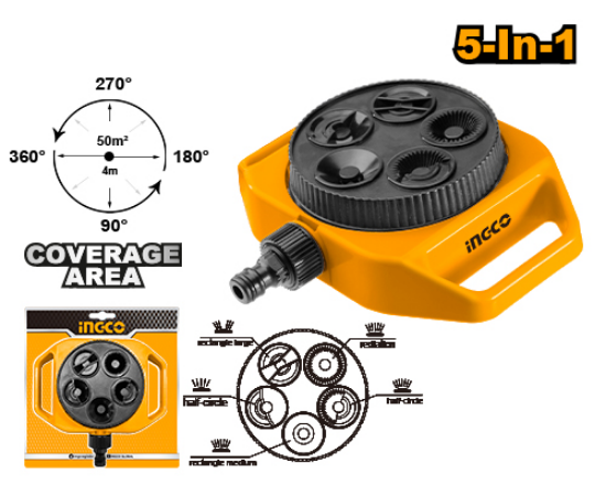 INGCO HPS33061 5-in-1 Lawn Sprinkler