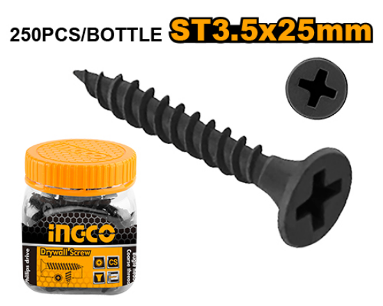 INGCO Black Wood Screws Phillips ST3.5x25mm 250pcs HWDS3502521