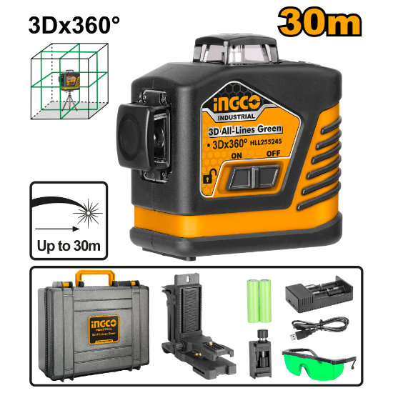 INGCO Green Laser Level 3D 360 Degree 30m HLL255245