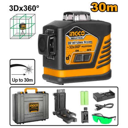 INGCO Green Laser Level 3D 360 Degree 30m HLL255245