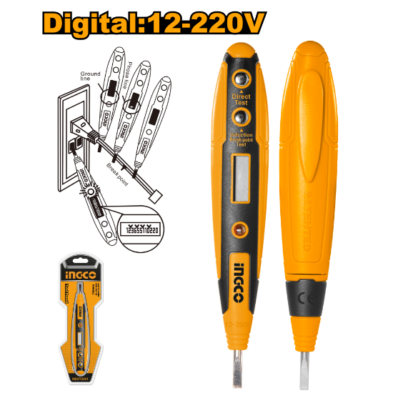 INGCO Digital Voltage Tester Screwdriver AC100-500V HSDT2201