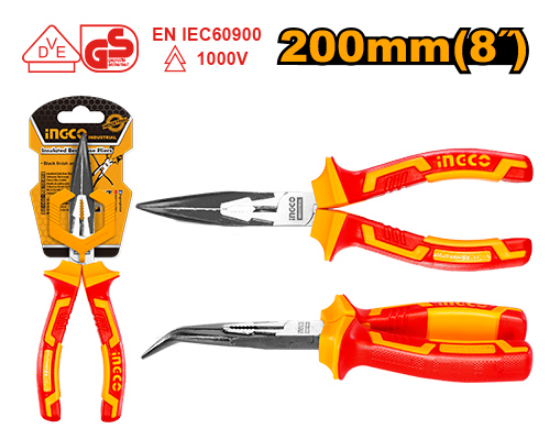 INGCO HIBNP28208 Insulated Bent Nose Pliers 8in 1000V