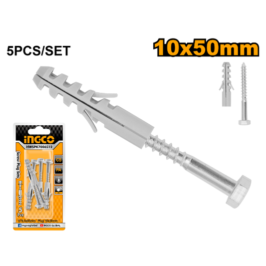INGCO HWSPK7006512 Hex Head Screws with Plugs 6.5x65mm