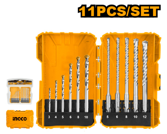 INGCO AKDL31101 | طقم ريش باطون SDS Plus عادي 11 قطعة