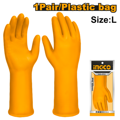 INGCO HGVP01 | كفوف PVC طويلة مقاس L