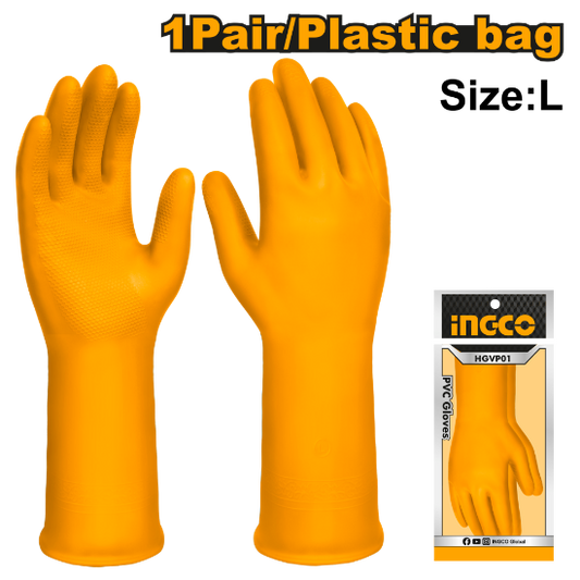INGCO HGVP01 | كفوف PVC طويلة مقاس L