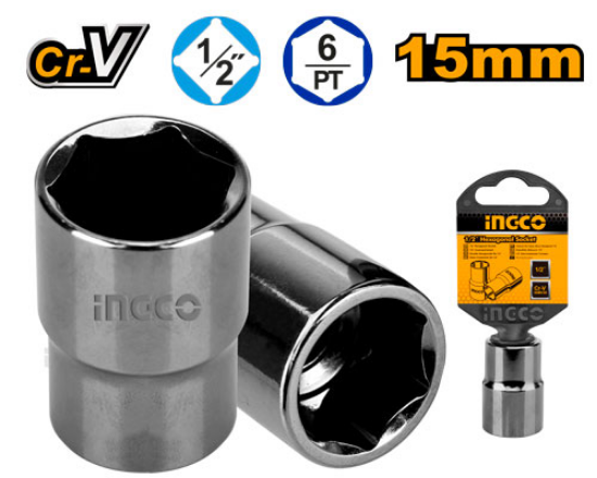 INGCO HHAST12151 1/2in Drive Socket 15mm