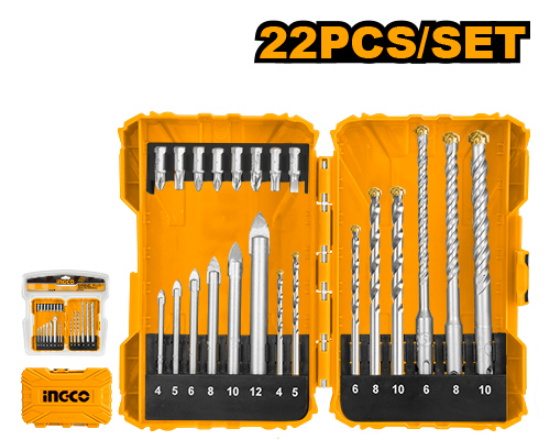 INGCO AKDL12201 | طقم ريش متعدد 22 قطعة (زجاج، باطون، مفكات)