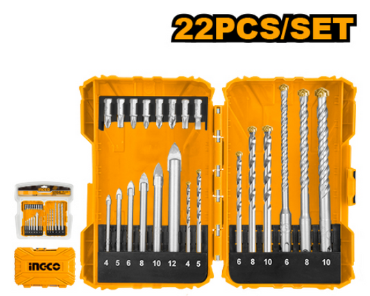 INGCO AKDL12201 | طقم ريش متعدد 22 قطعة (زجاج، باطون، مفكات)