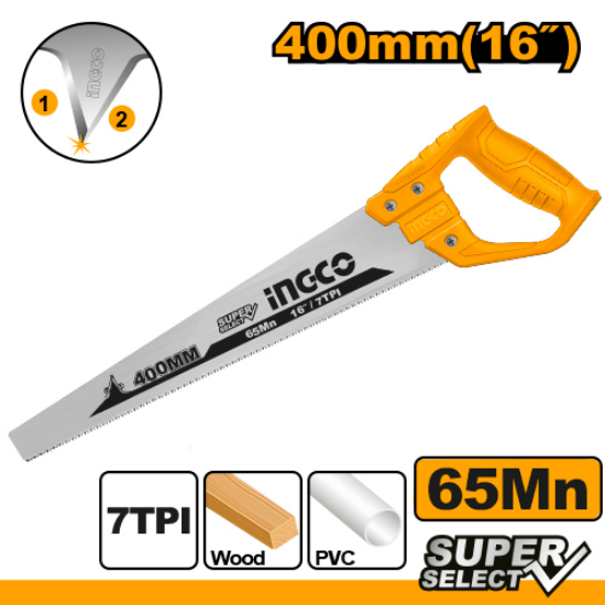 INGCO Hand Saw 400mm 16in Plastic Handle HHAS48400