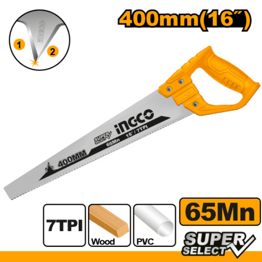 INGCO Hand Saw 400mm 16in Plastic Handle HHAS48400