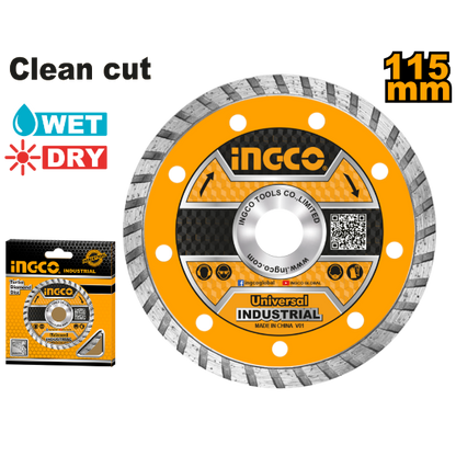 INGCO Turbo Diamond Disc 115x22.2mm Wet & Dry DMD031151