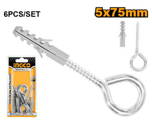 INGCO HWSPK5022 Closed Hook Screws 5mm with Plugs