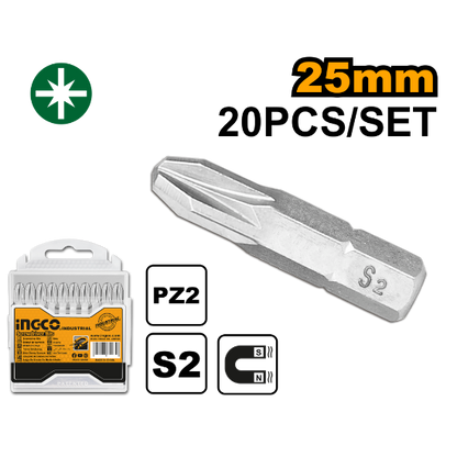 INGCO SDB11PZ213 Screwdriver Bits PZ2 25mm 20pcs
