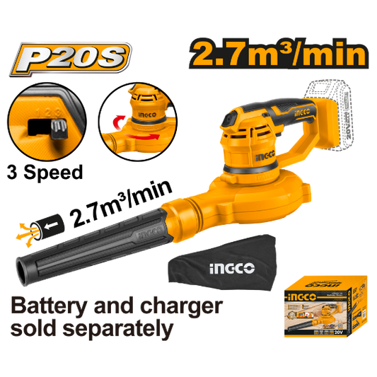 INGCO Cordless Air Blower 20V 3-Speed CABLI2001