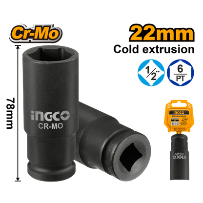 INGCO HDIS12221L | طربوش هواء بولاد طويل 22 ملم