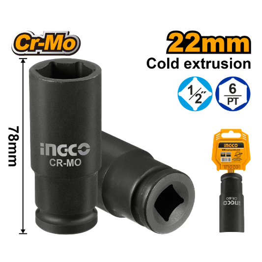 INGCO HDIS12221L | طربوش هواء بولاد طويل 22 ملم