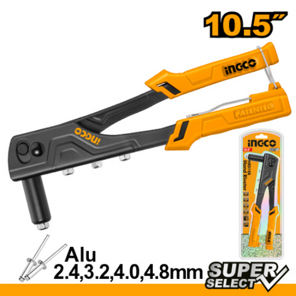 INGCO Hand Riveter 10.5in for Aluminium Rivets 2.4-4.8mm HRS108