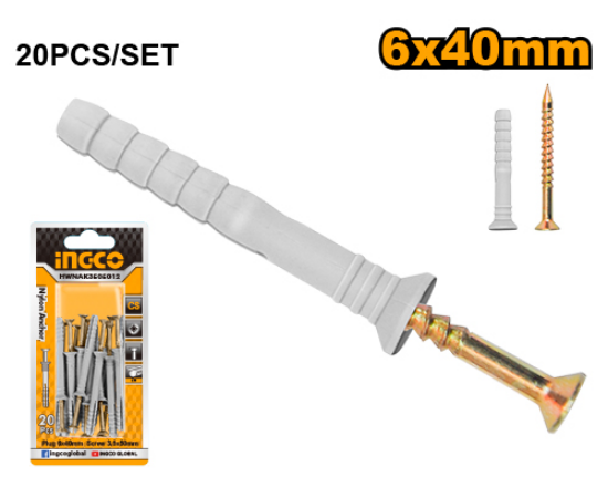 INGCO HWNAK3505012 Wood Screws 3.5x50mm with Plugs