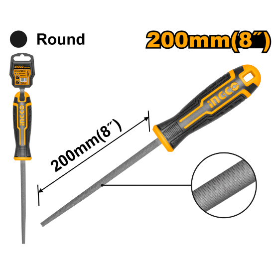 INGCO HSRF088 Round Steel File 8in