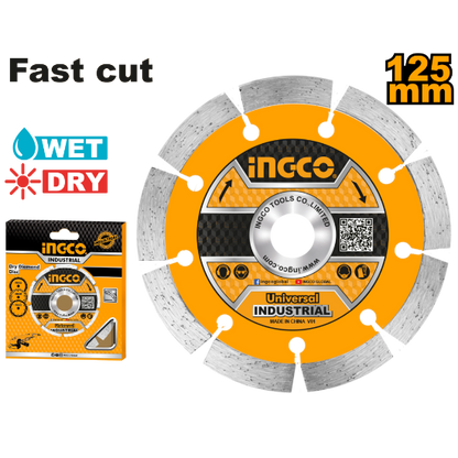 INGCO Segmented Diamond Disc 125x22.2mm Wet & Dry DMD011251